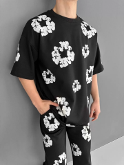 İki İplik Kumaş Baskılı Gömlek - Beyaz