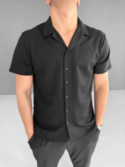 İki İplik Kumaş Gömlek - Siyah