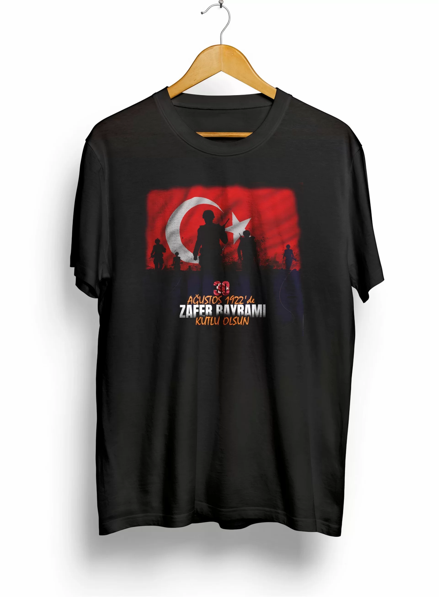 30 Ağustos Atatürk Baskılı T-shirt - Siyah
