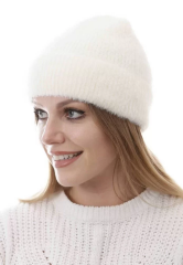 Unisex Tam Kalıp İnce Sakallı Triko Bere - Beyaz