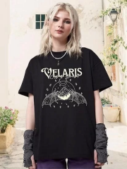 Kadın Bisiklet Yaka Baskılı T-shirt - Siyah