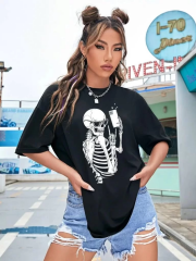 Baskılı Kadın T-shirt - Siyah