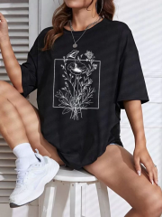 Baskılı Kadın T-shirt - Siyah