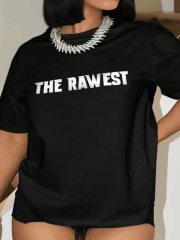 Kadın Baskılı Oversize T-shirt - Siyah