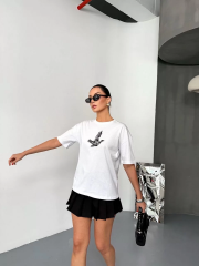 Kısa Kol Baskılı T-shirt - Beyaz