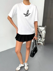 Kısa Kol Baskılı T-shirt - Beyaz