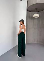 Osy Modal Yumuşak Dokulu Kumaş Nakış işlemeli Rahat Bol Paça Eşofman Pantalon - Yeşil