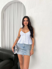 Askılı Dekolte detaylı crop - Açık Mavi