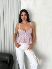 Askılı Dekolte deraylı crop - Kırmızı