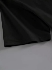 20/1 Penye Compack Baskılı Oversize Kahve Desenli Kadın Kısa Kol Yazlık T-shirt - Siyah