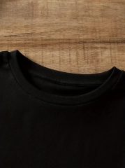 20/1 Penye Compack Ayı Baskılı Oversize Bisiklet Yaka Kısa Kol T-shirt - Siyah