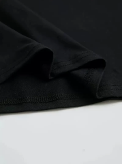 Büyük Boy Ayıcık Baskılı Bisiklet Yaka T-Shirt, İlkbahar & Yaz İçin Rahat Kısa Kollu T-Shirt, Kadın Giyim - Siyah