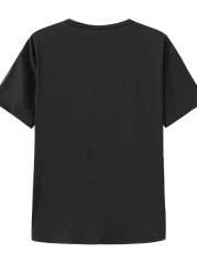 Canlı Harf Baskılı Büyük Boy Oversize Kısa Kollu Tişört - Yumuşak, Nefes Alabilir, Kadınlar için Rahat Yaz ve İlkbaharın Vazgeçilmezi - Rahat Kesim, Rahat, Şık Kadın Giysileri - Siyah