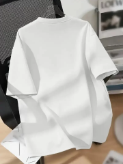 [Günlük T-Shirt] Hafif Kadın Günlük T-Shirt | Bol Kesim, Kısa Kollu, Yuvarlak Yaka, Eğlenceli Karikatür Ayı ve ''Umrumda Değil'' Baskı - Günlük Stil, İlkbahar/Yaz- Beyaz