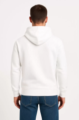 Erkek Üç İplik Kapüşonlu Kanguru Cepli SweatShirt hoodie - Beyaz