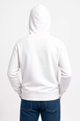 Erkek Üç İplik Kapüşonlu Kanguru Cepli SweatShirt hoodie - Beyaz