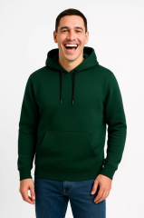 Erkek Üç İplik Kapüşonlu Kanguru Cepli SweatShirt hoodie - Haki