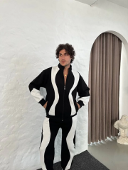 Erkek Premium Parçalı Eşofman Takım - Dik Yaka Fermuarlı Sweatshirt, - Siyah