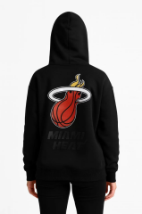 Kadın Üç İplik Kapüşonlu Ön ve Arka Baskılı SweatShirt hoodie - Siyah