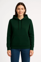 Kadın Üç İplik Kapüşonlu Kanguru Cepli Sweatshirt hoodie - Haki
