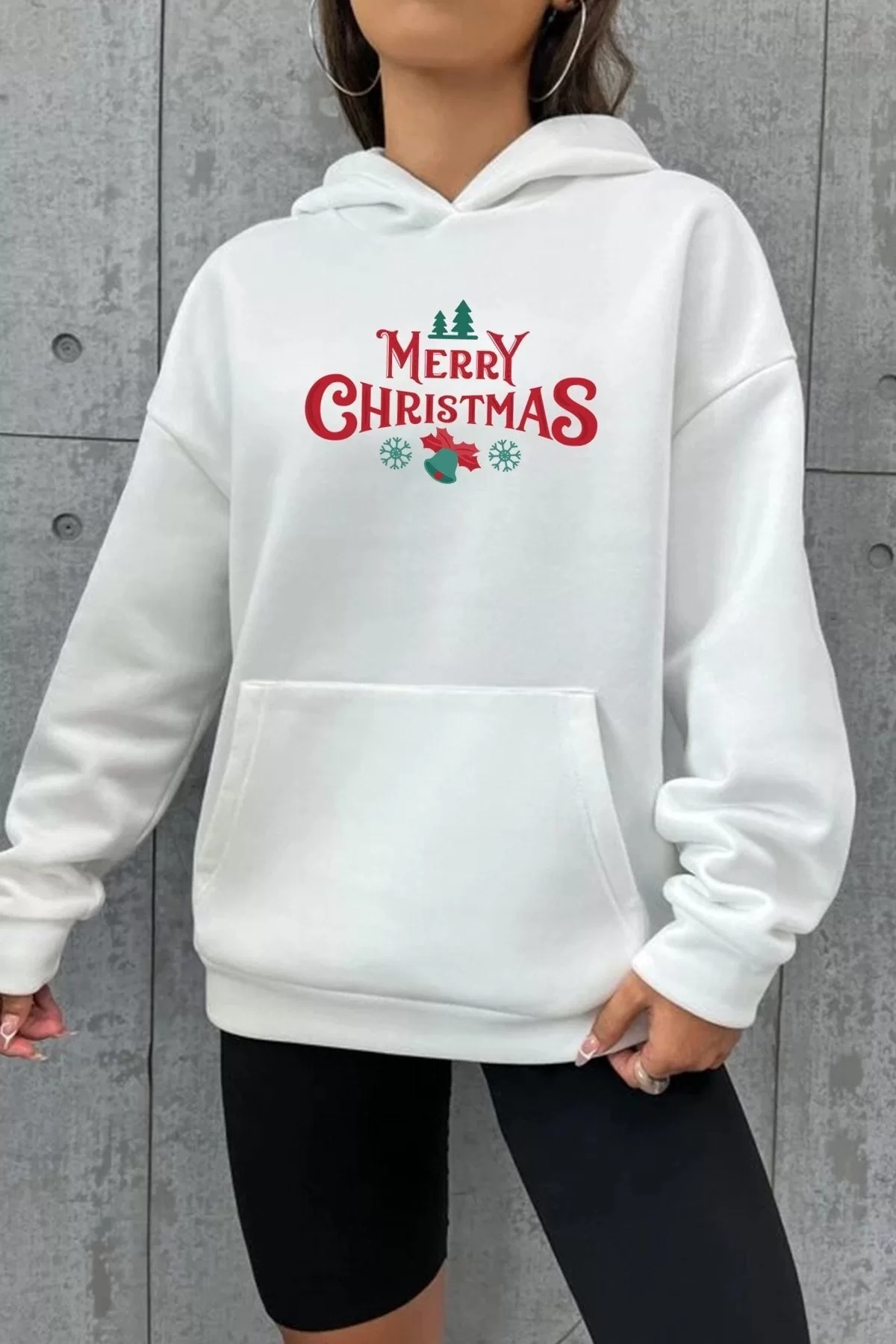 Merry Chrıstmas Sweatshirt & Hodie - Beyaz