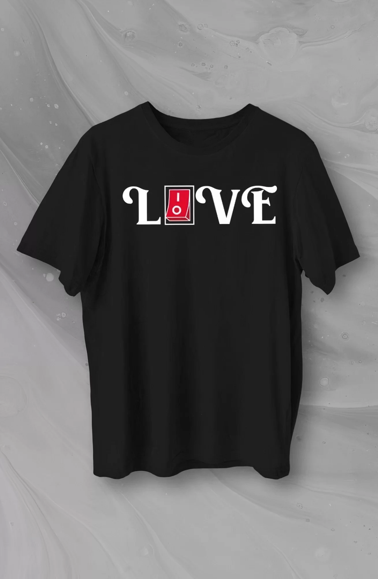 Sevgililer Günü İçin Özel Tasarım Love Baskılı T-shirt - Siyah