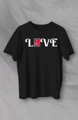 Sevgililer Günü İçin Özel Tasarım Love Baskılı T-shirt - Siyah