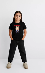 Kız Labubu Çocuk Baskılı T-Shirt - Beyaz