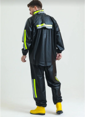 Premium Motorcu Kurye Yağmurluk Takım Su Geçirmez PVC Kumaş Reflektörlü TÜBİTAK Onaylı - Siyah