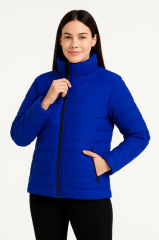 Kadın Bomber Mont Ceket – Su İtici Kumaş, Kapitone Astarlı, Fermuarlı, Kışlık - Saks Mavisi