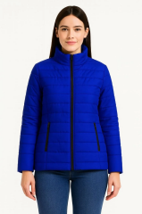 Kadın Bomber Mont Ceket – Su İtici Kumaş, Kapitone Astarlı, Fermuarlı, Kışlık - Saks Mavisi