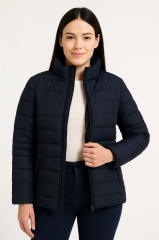 Kadın Bomber Mont Ceket – Su İtici Kumaş, Kapitone Astarlı, Fermuarlı, Kışlık - Lacivert