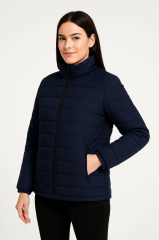 Kadın Bomber Mont Ceket – Su İtici Kumaş, Kapitone Astarlı, Fermuarlı, Kışlık - Lacivert