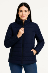 Kadın Bomber Mont Ceket – Su İtici Kumaş, Kapitone Astarlı, Fermuarlı, Kışlık - Lacivert