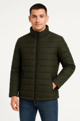 Erkek Bomber Mont Ceket – Su İtici Kumaş, Kapitone Astarlı, Fermuarlı, Kışlık - Haki