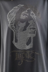 Unisex Taş Desenli Oversize T-Shirt - Füme