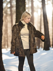 Kadın Uzun Kollu Deri Ceket - Leopar