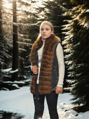 Kadın Kolsuz Fermuarlı Yelek - Siyah