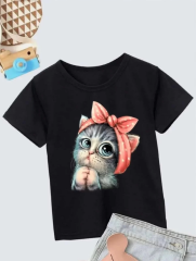 Çocuk Unisex Baskılı T-Shirt - Siyah