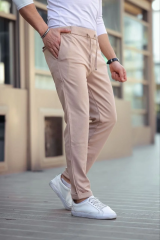 Erkek Diagonel Mikro dokulu Cepli Beli Lastilki Pantolon - Gri